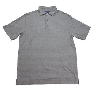Footjoy 1857 Mens Medium Gray Striped Polo Shirt